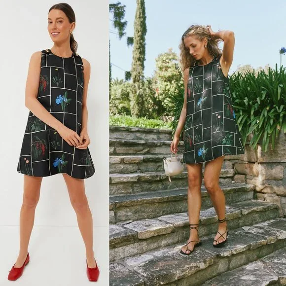 Tuckernuck NEW Black Fresher Buds Woven Grace Sleeveless Mini Dress Size S - Picture 4 of 10